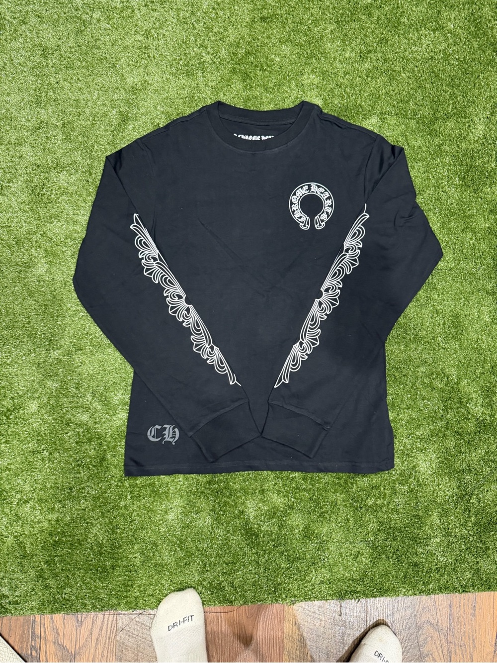 Black Chrome Heart Long Sleeve